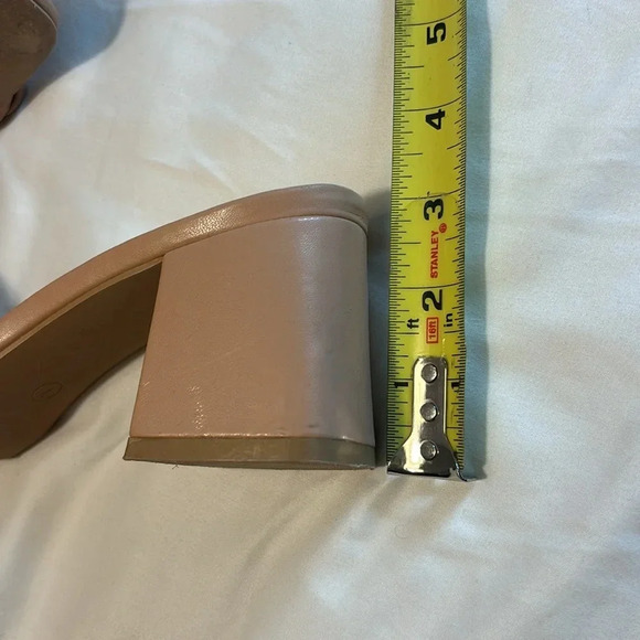 Braided Block Heeled Slide Sandals Tan/Nude Size 7 - Picture 3 of 7